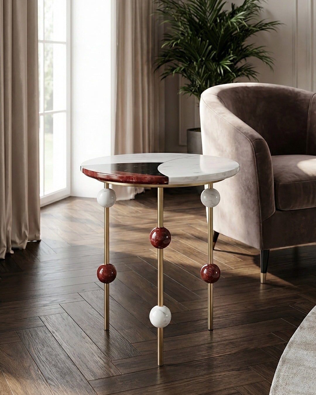 The Celeste Side Table | Marble & Gold Edition