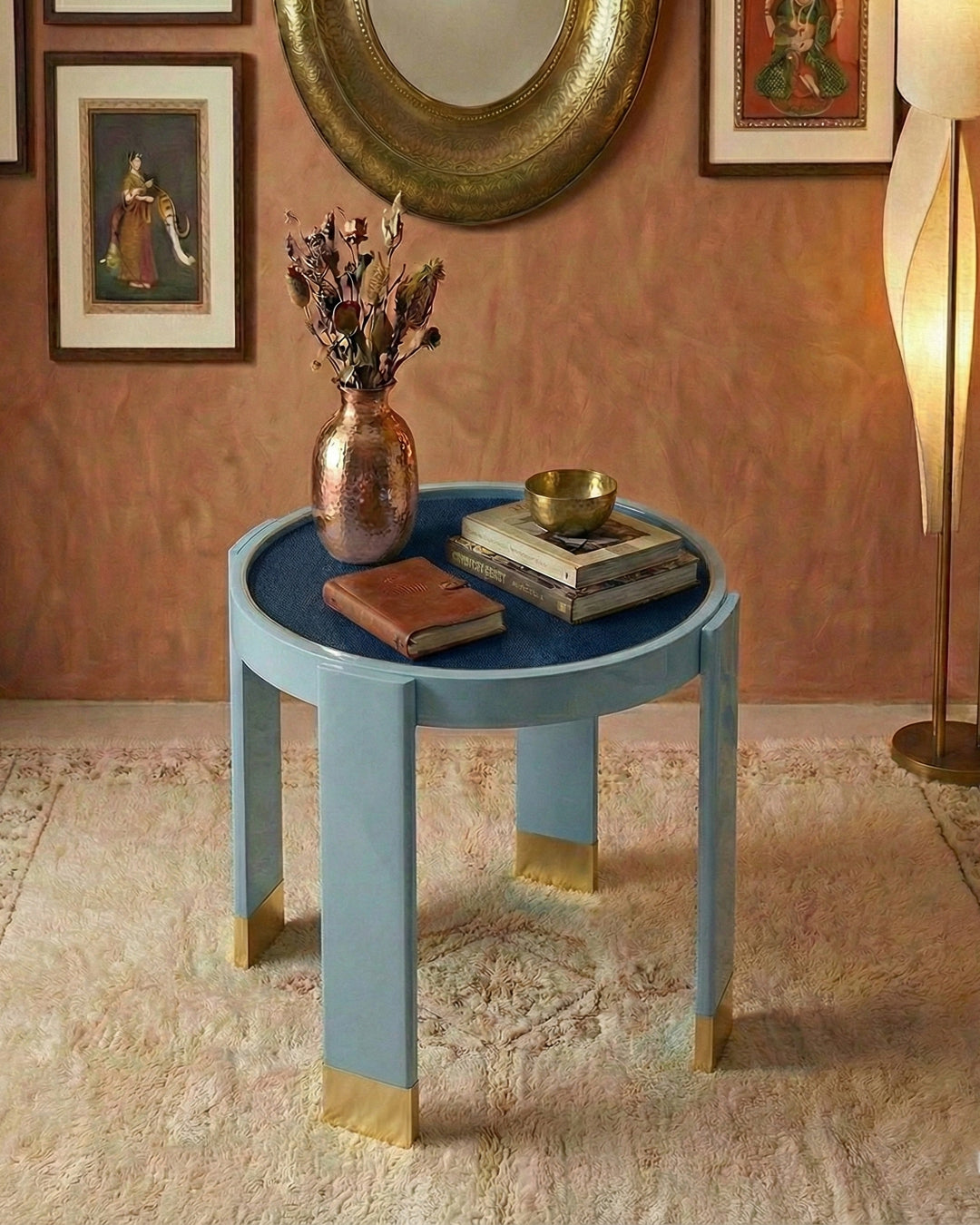 The Deco Tray Table | Azure & Gold Edition
