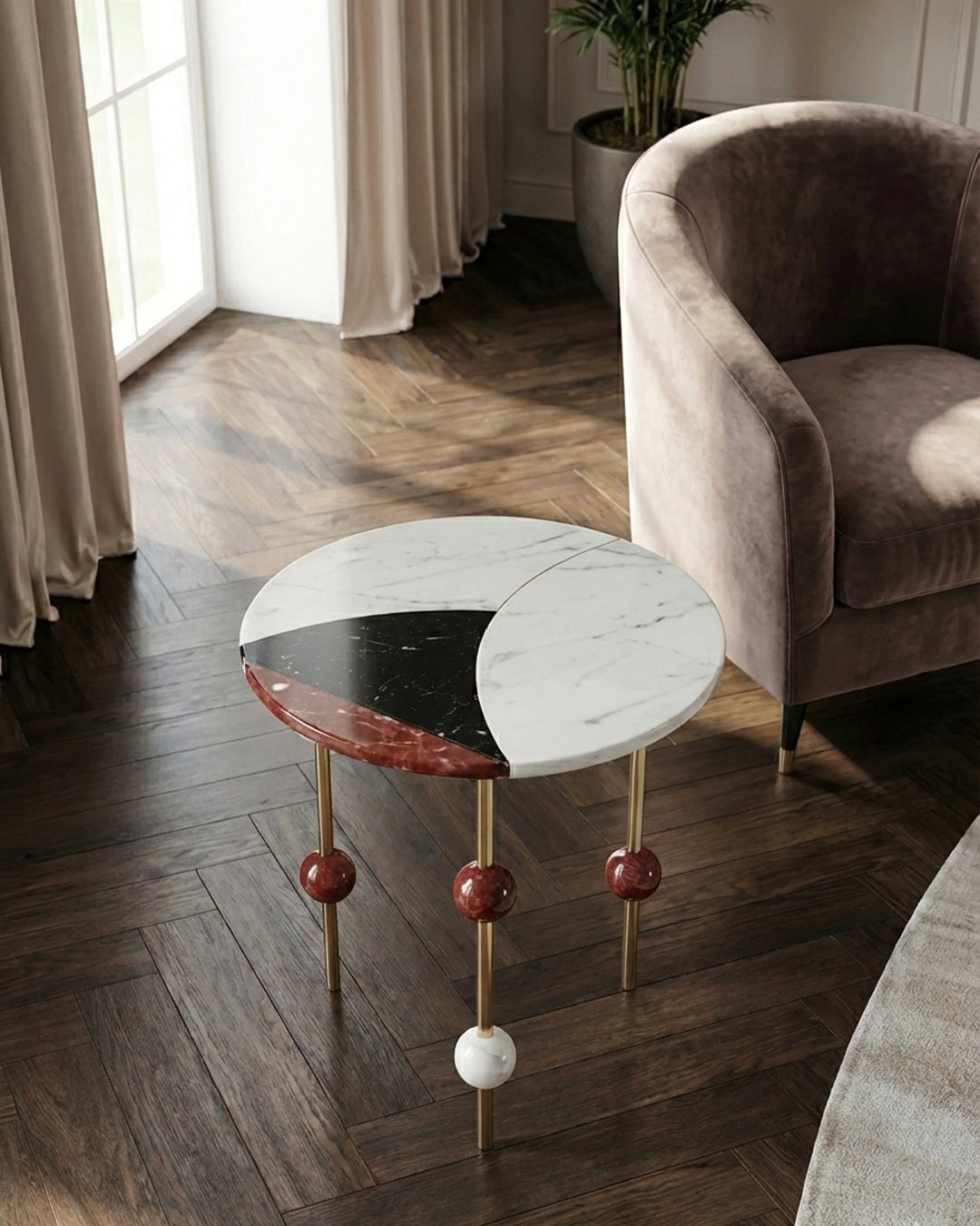 The Celeste Side Table | Marble & Gold Edition